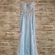 BLUE/FLORAL SPARKLY LONG DRESS