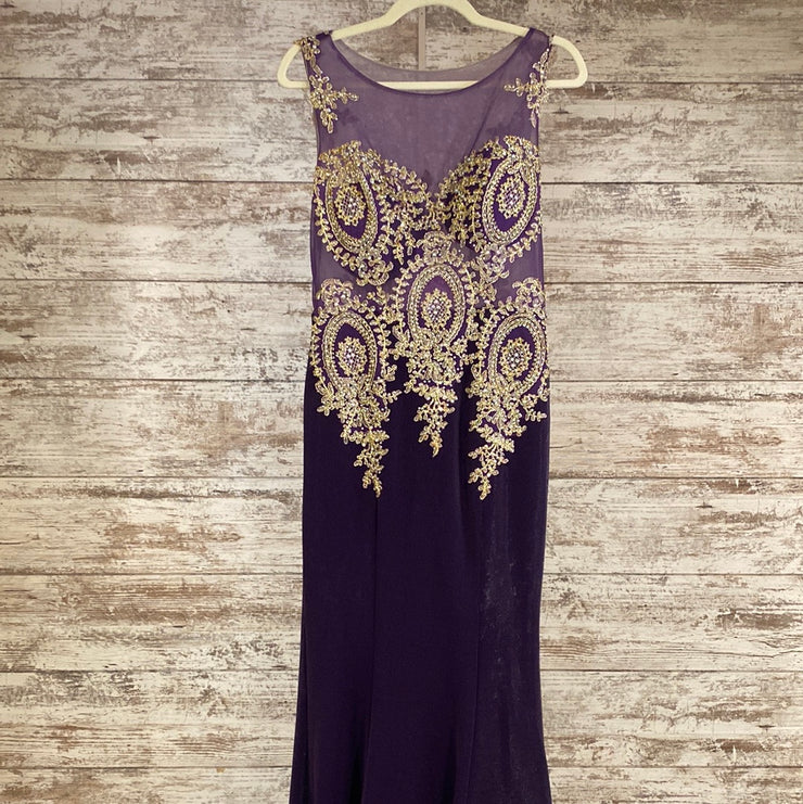 PURPLE/GOLD LONG EVENING GOWN
