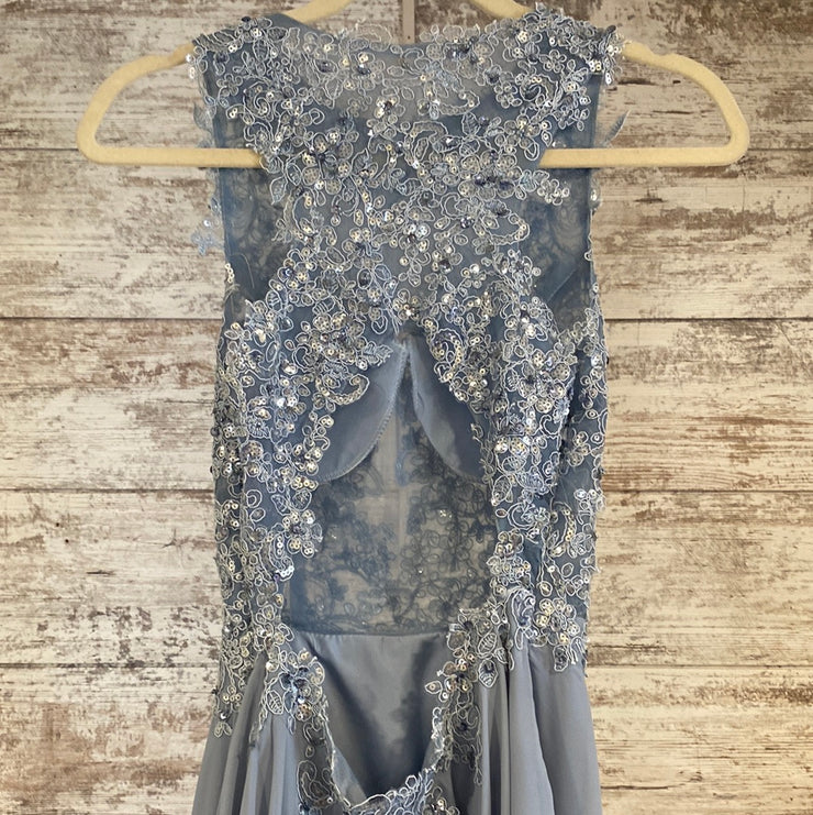 GRAY SPARKLY LONG EVENING GOWN