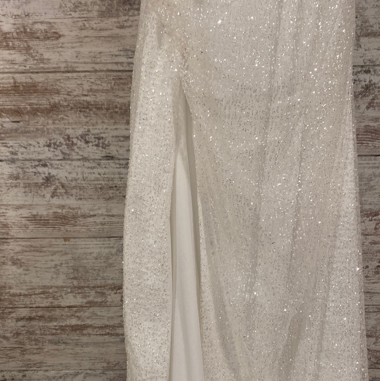 WHITE SPARKLY LONG EVENING GOW