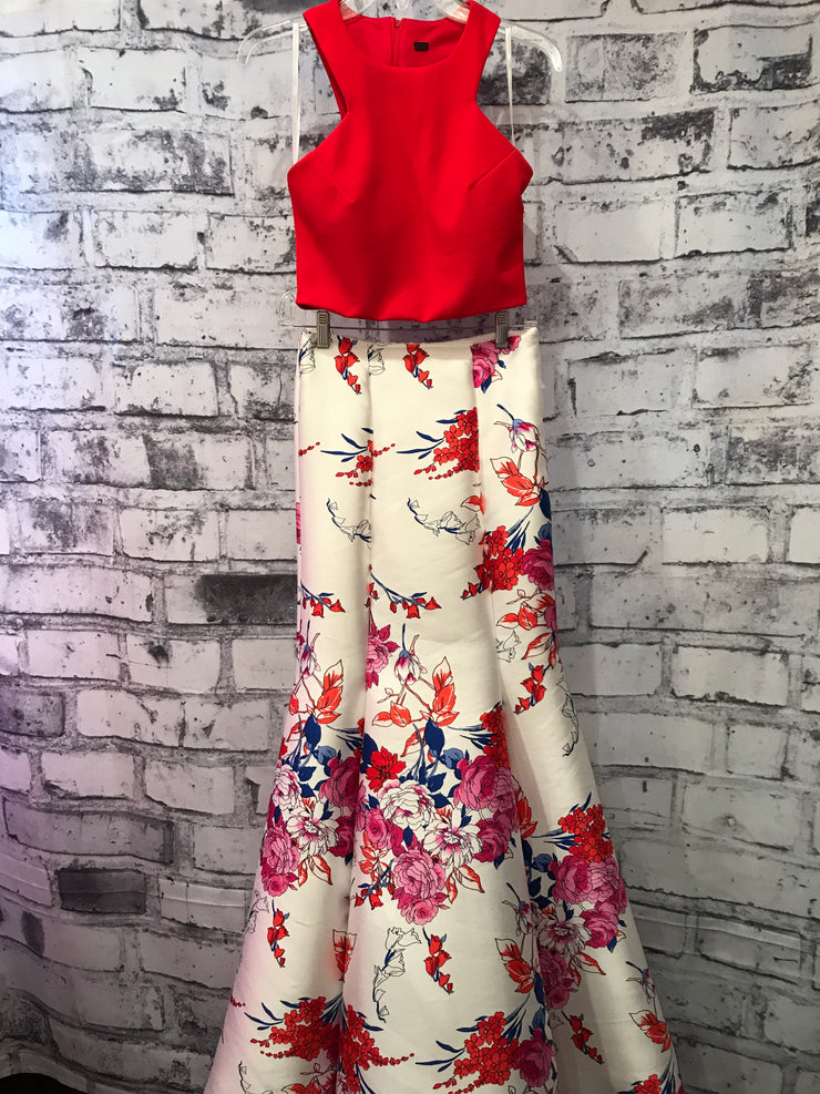 RED/FLORAL 2 PC. MERMAID (NEW)