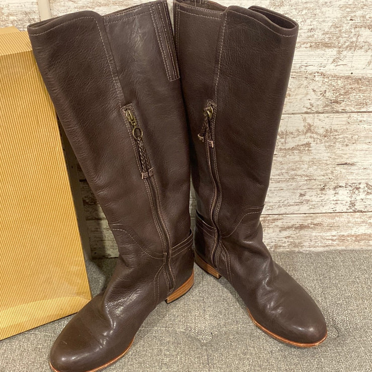 BROWN LEATHER TALL BOOTS $300