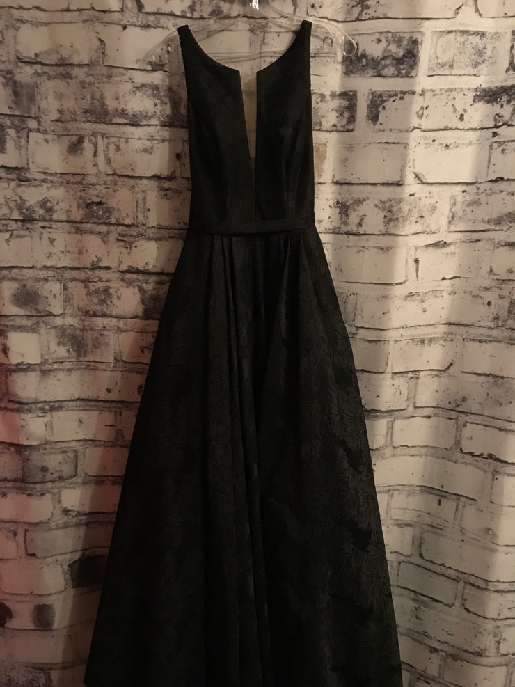 BLACK/ FLORAL A LINE GOWN