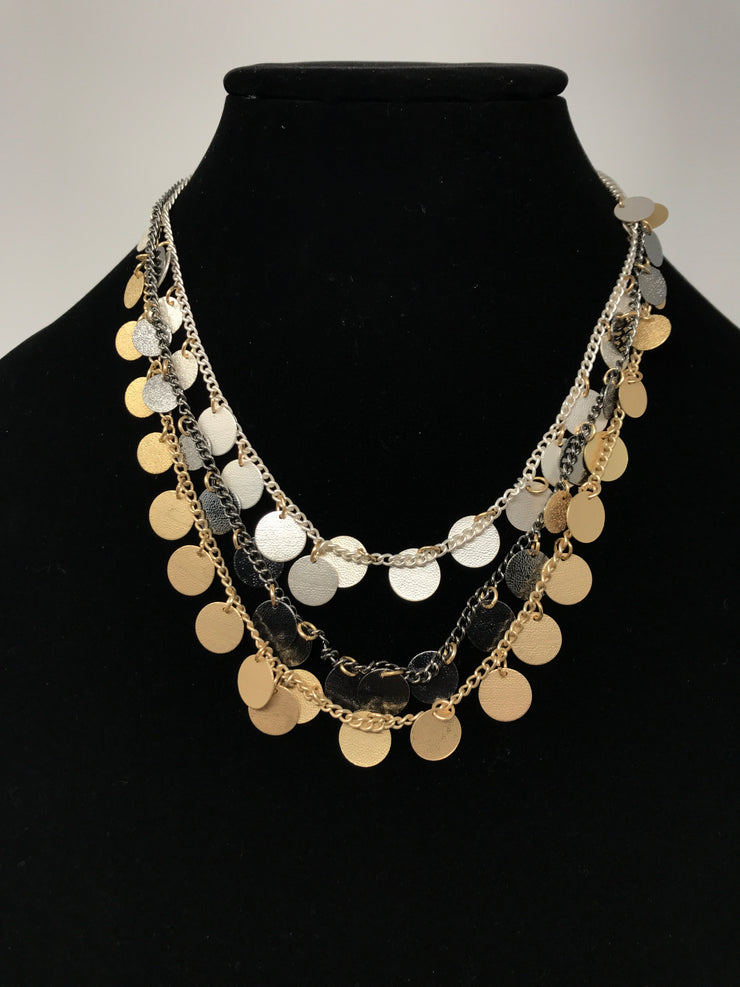 SILVER/GOLD/BLACK CIRCLES NECK