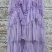 LAVENDER TIERED RUFFLE GOWN