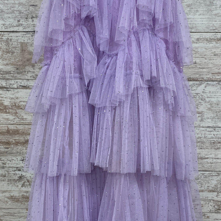 LAVENDER TIERED RUFFLE GOWN