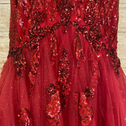 BURGUNDY SPARKLY MERMAID GOWN