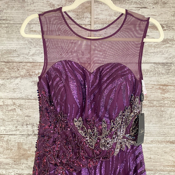 PURPLE SPARKLY A LINE GOWN-NEW