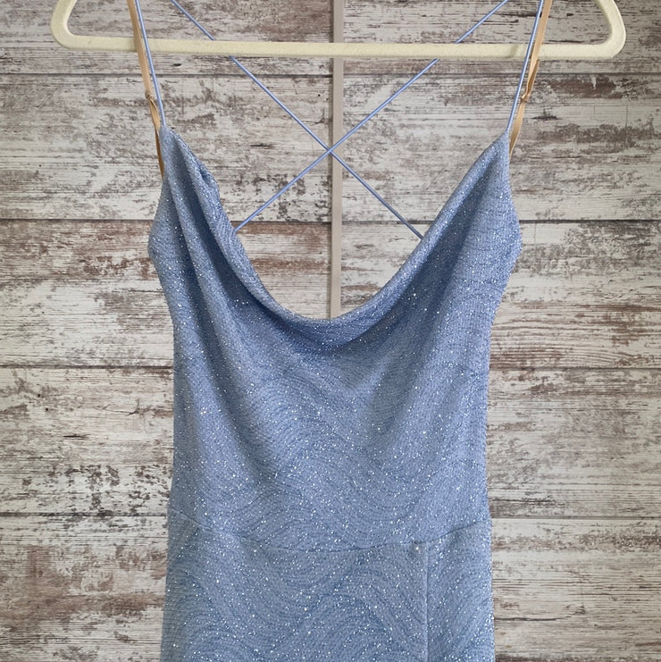 BLUE SPARKLY LONG EVENING GOWN