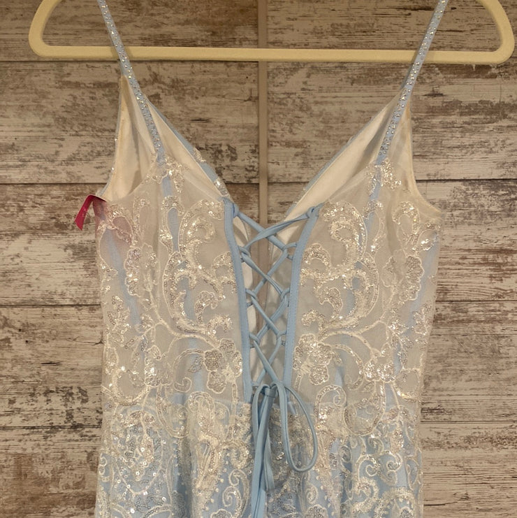 BLUE SPARKLY LONG EVENING GOWN