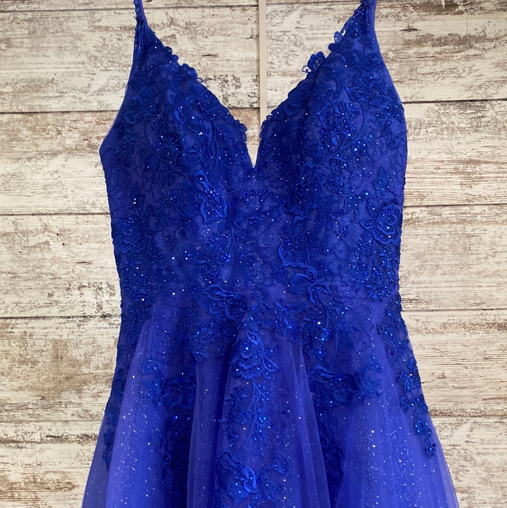 ROYAL BLUE A LINE GOWN