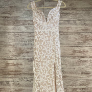IVORY/TAN SEQUIN LONG DRESS