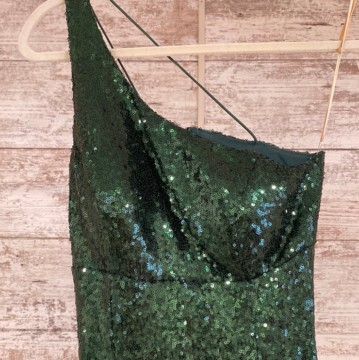 GREEN SPARKLY LONG DRESS