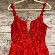 RED/FLORAL A LINE GOWN