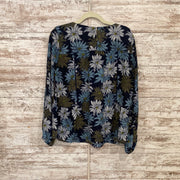 NAVY/FLORAL LONG SLEEVE TOP