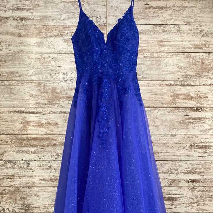 ROYAL BLUE A LINE GOWN