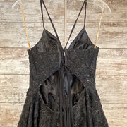 BLACK SPARKLY A LINE GOWN