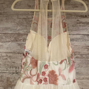 WHITE/FLORAL A LINE GOWN