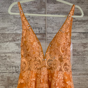 ORANGE/FLORAL A LINE GOWN