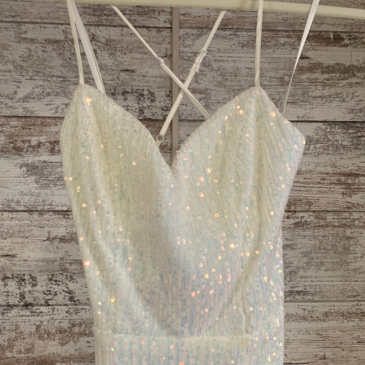WHITE SEQUIN LONG GOWN (NEW)