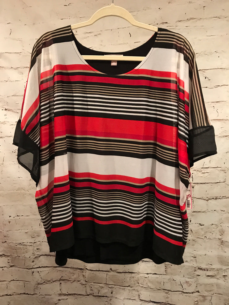 BLACK/WHITE/RED LONG SLEEVE TOP
