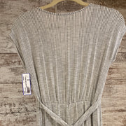 GRAY/WHITE STRIPED ROMPER