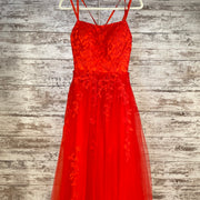 RED/FLORAL A LINE GOWN