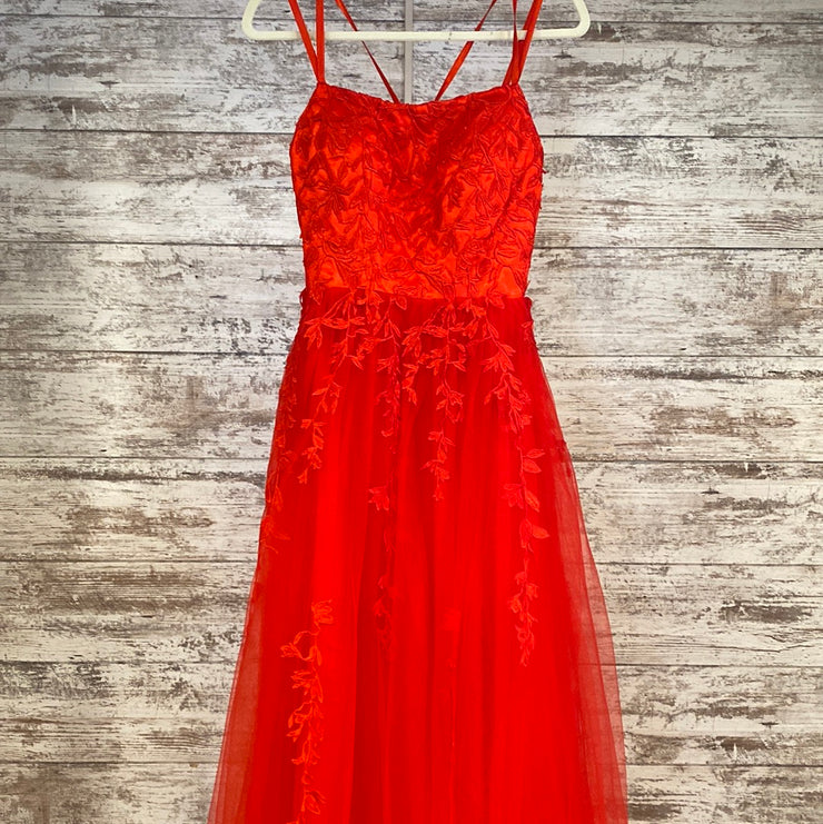 RED/FLORAL A LINE GOWN