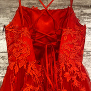 RED/FLORAL A LINE GOWN