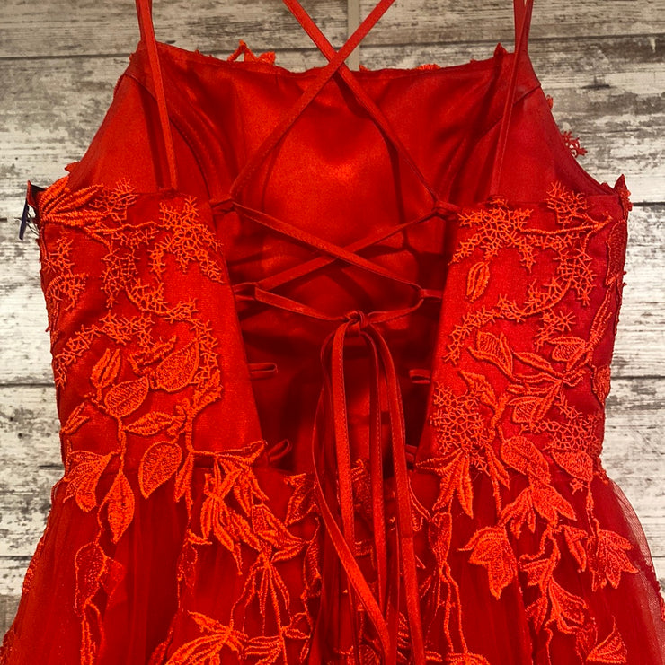 RED/FLORAL A LINE GOWN