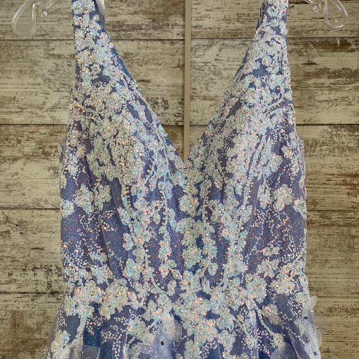 LAVENDER/FLORAL A LINE GOWN