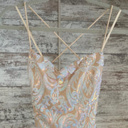BLUE/PINK TAN SEQUIN LONG DRES
