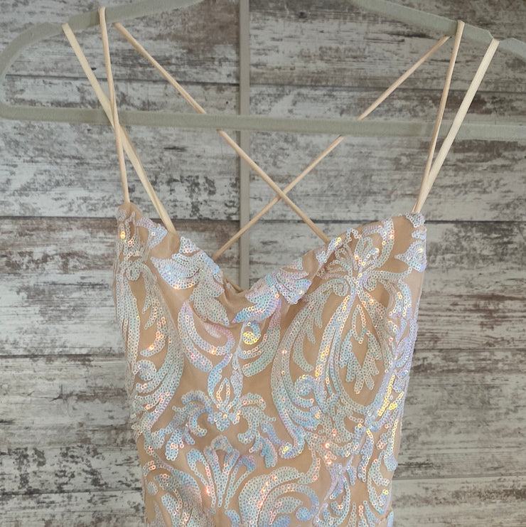 BLUE/PINK TAN SEQUIN LONG DRES