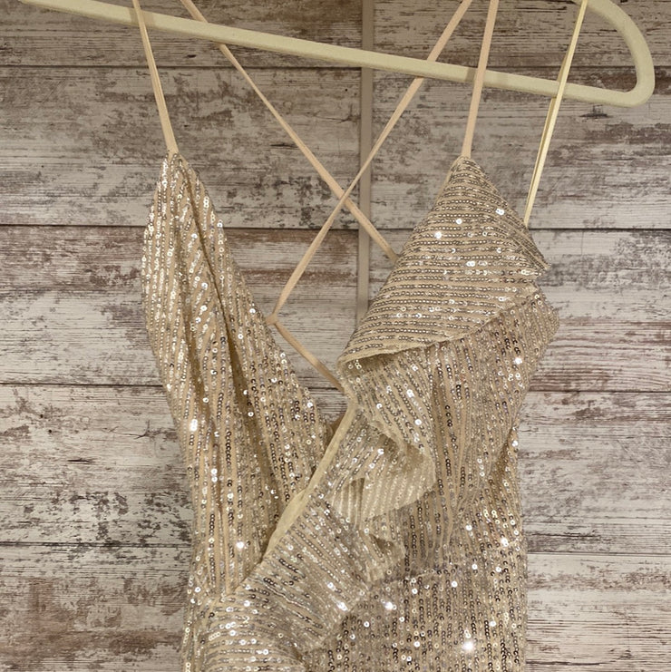 GOLD SPARKLY LONG EVENING GOWN