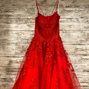 RED/FLORAL A LINE GOWN