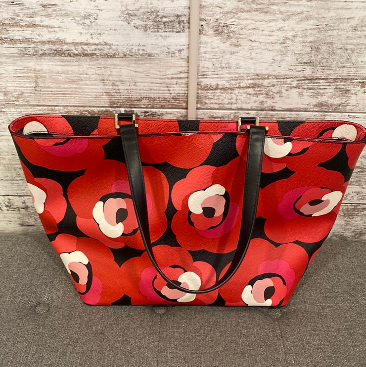 RED/PINK FLORAL TOTE BAG