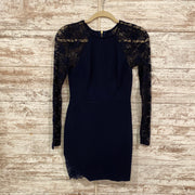 NAVY LONG SLEEVE SHORT DRESS