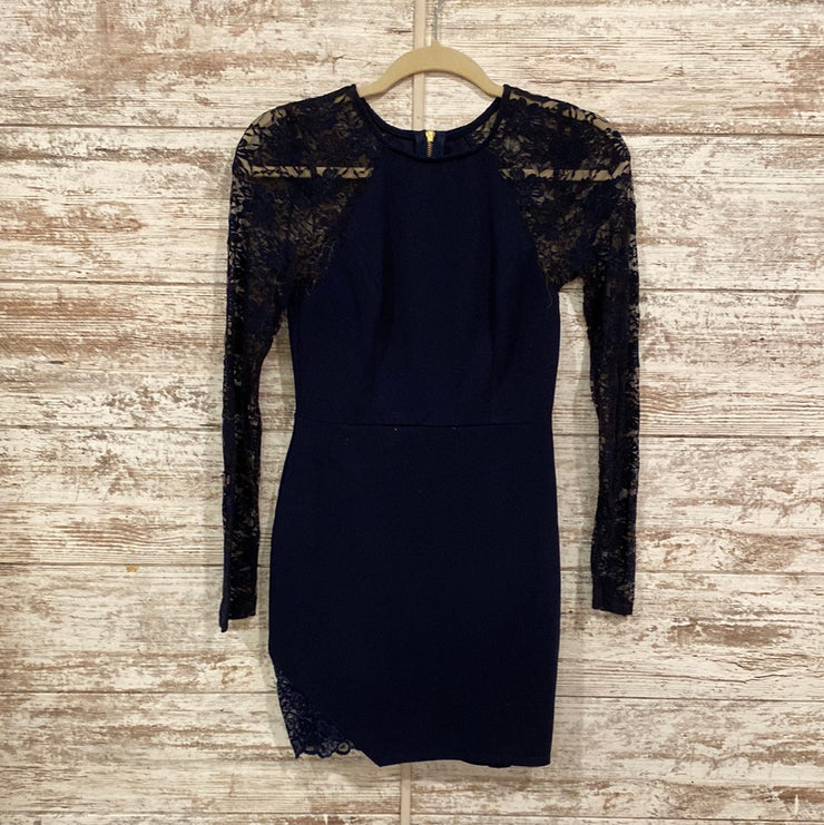 NAVY LONG SLEEVE SHORT DRESS