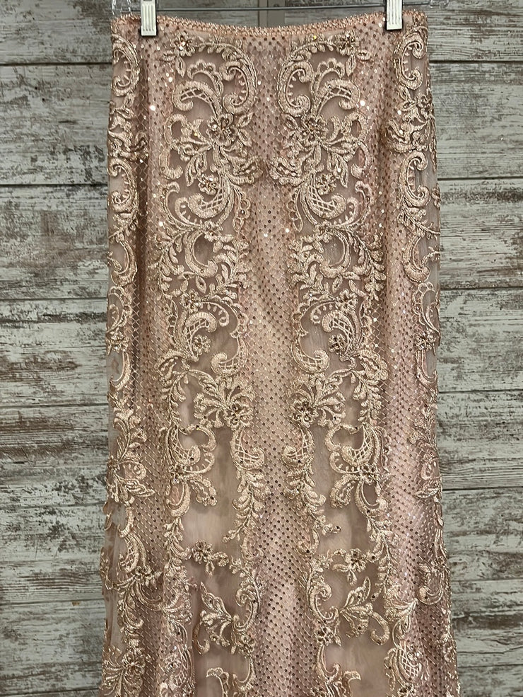 BLUSH/GOLD 2 PC. LONG GOWN SET