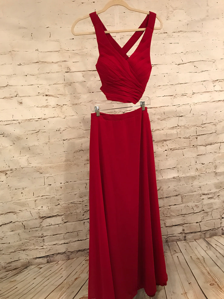 RED 2 PC LONG EVENING GOWN