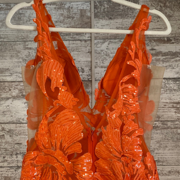 ORANGE FLORAL LONG DRESS