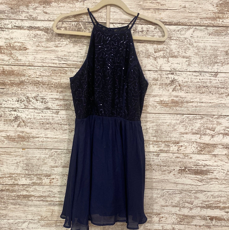 NAVY SEQUIN SHORT DRESS