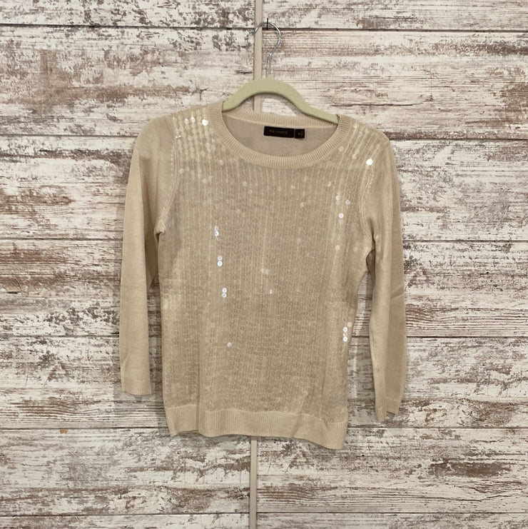 TAN SEQUIN FRONT SWEATER