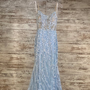BLUE SPARKLY LONG EVENING GOWN