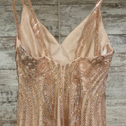 PINK/GOLD BEADED LONG GOWN