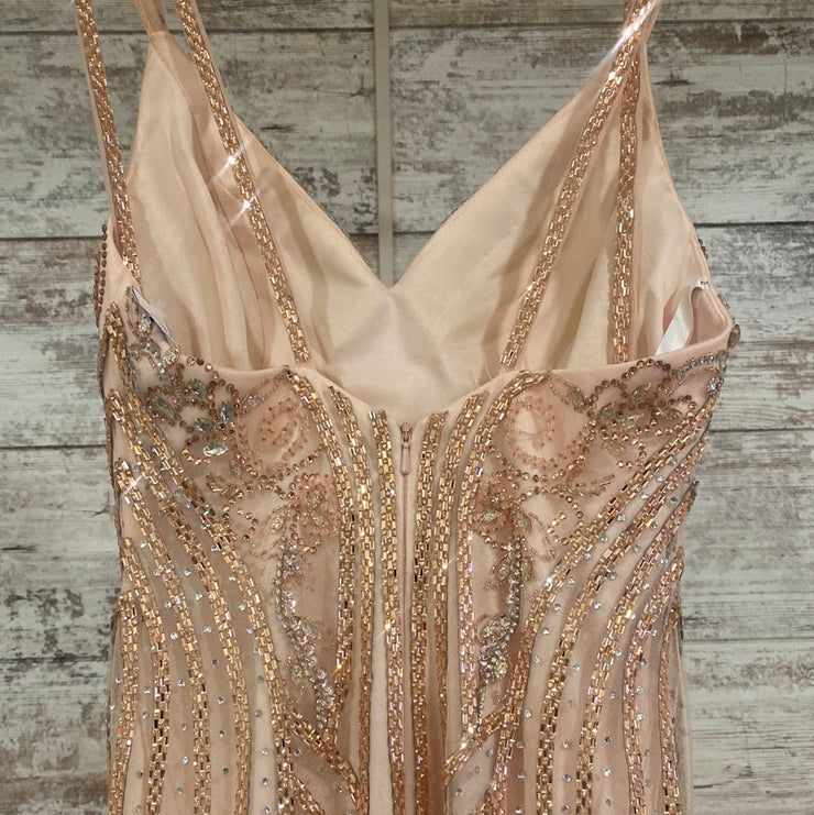 PINK/GOLD BEADED LONG GOWN