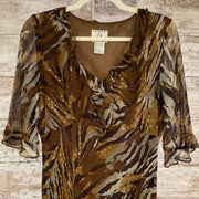 BROWN/ANIMAL PRINT SILK DRESS