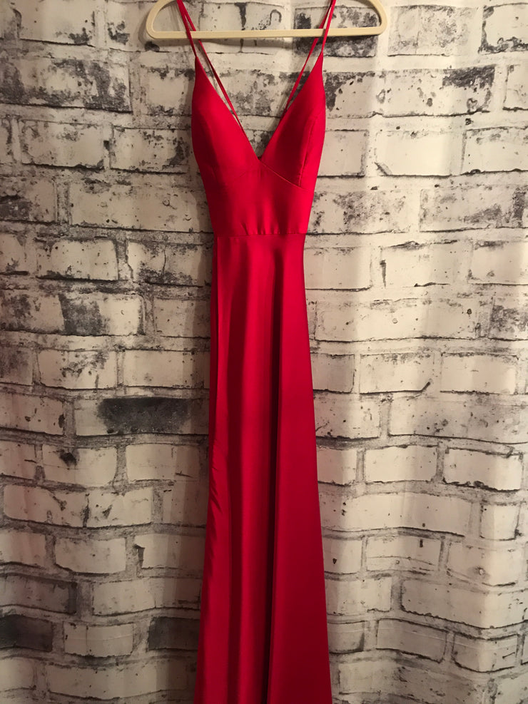 RED A LINE LONG EVENING GOWN