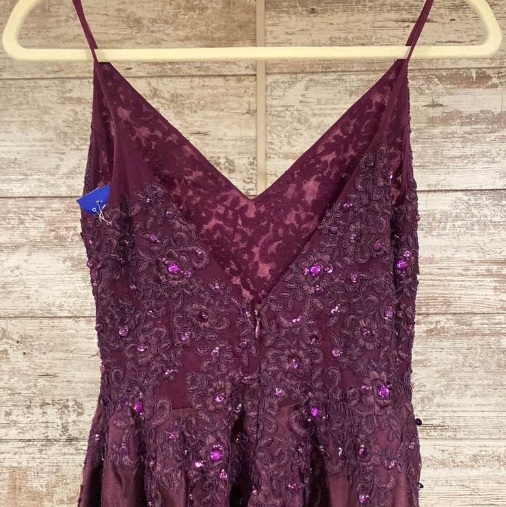 PURPLE/FLORAL A LINE GOWN