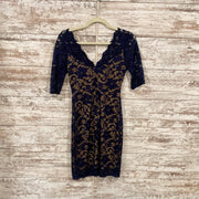 NAVY/TAN LACE SHORT DRESS